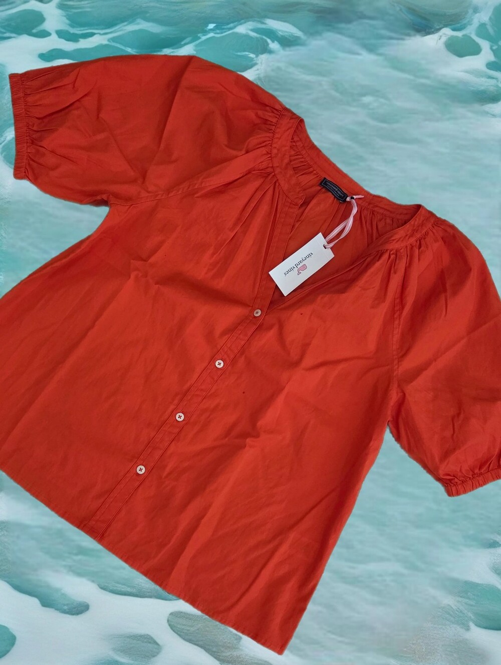 New Vineyard Vines orange trendy Blouse Women S